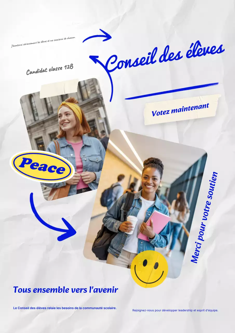 Affiche bleue moderne de promotion des élections étudiantes