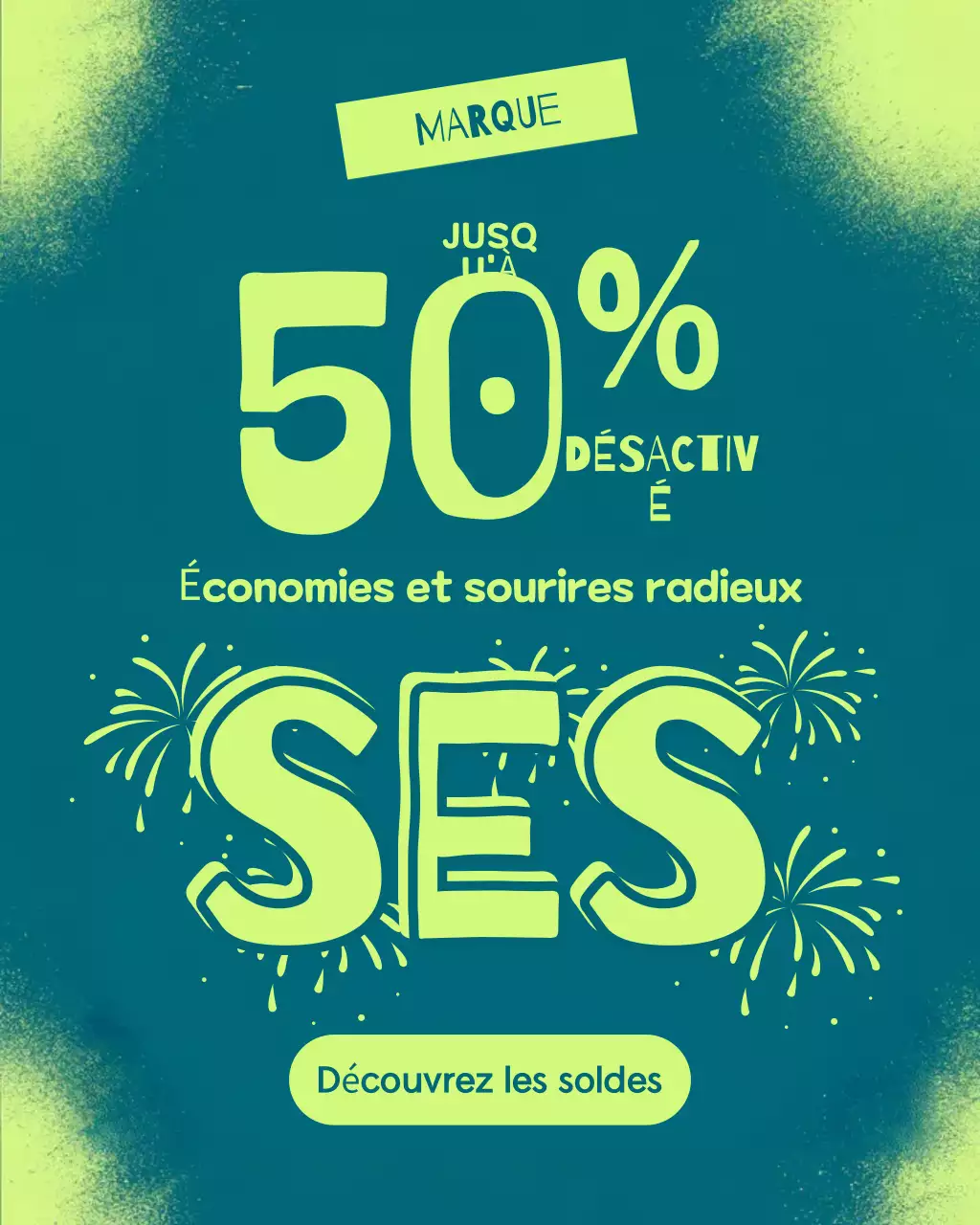 Portrait Instagram de promotion de vente au néon audacieux