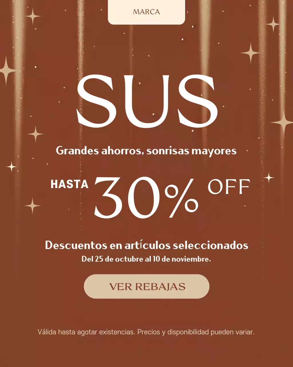 Retrato de Instagram de promoción de venta elegante marrón