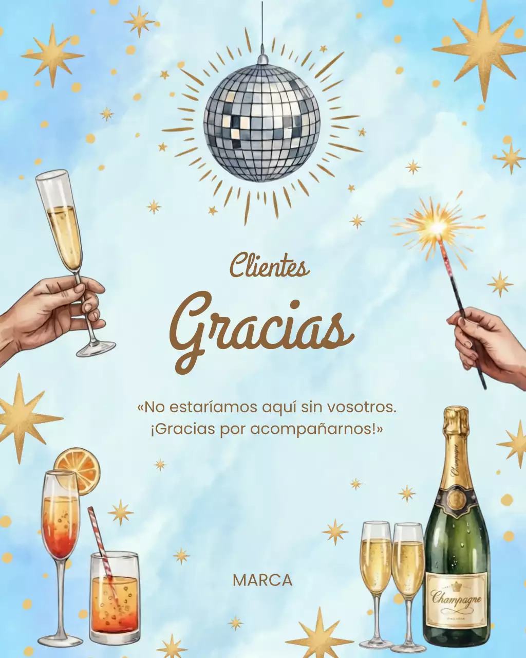 Tarjeta de agradecimiento elegante en azul para Instagram