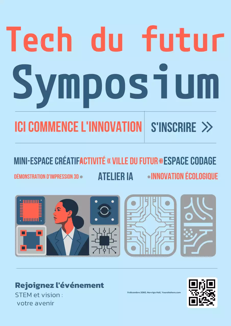 Affiche bleue du registre des technologies modernes