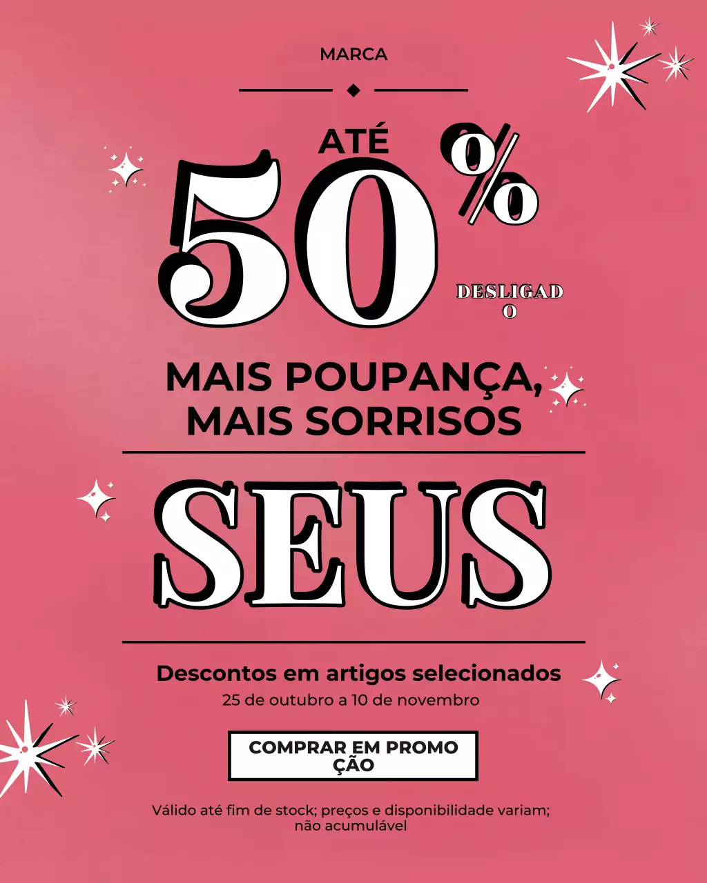 Retrato rosa vibrante para promoção de venda no Instagram