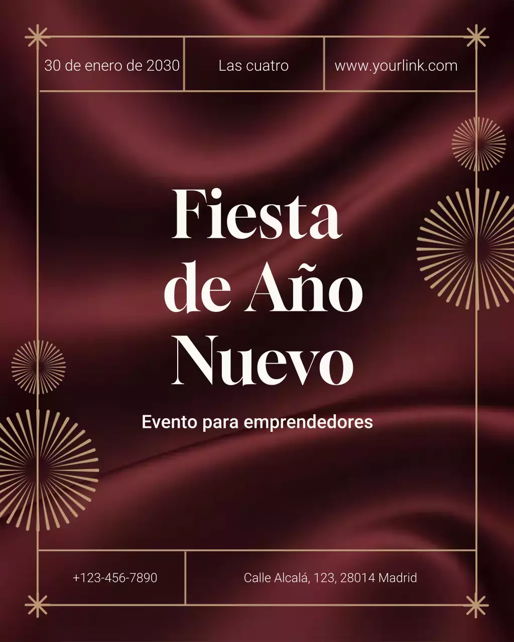 Anuncio empresarial elegante en color granate para Instagram.