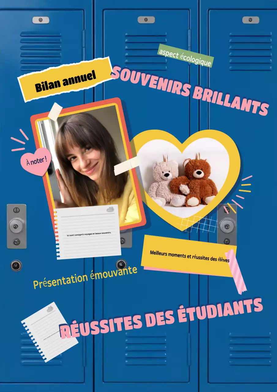 Affiche d'annonce « Souvenirs d'étudiants rétro bleus »