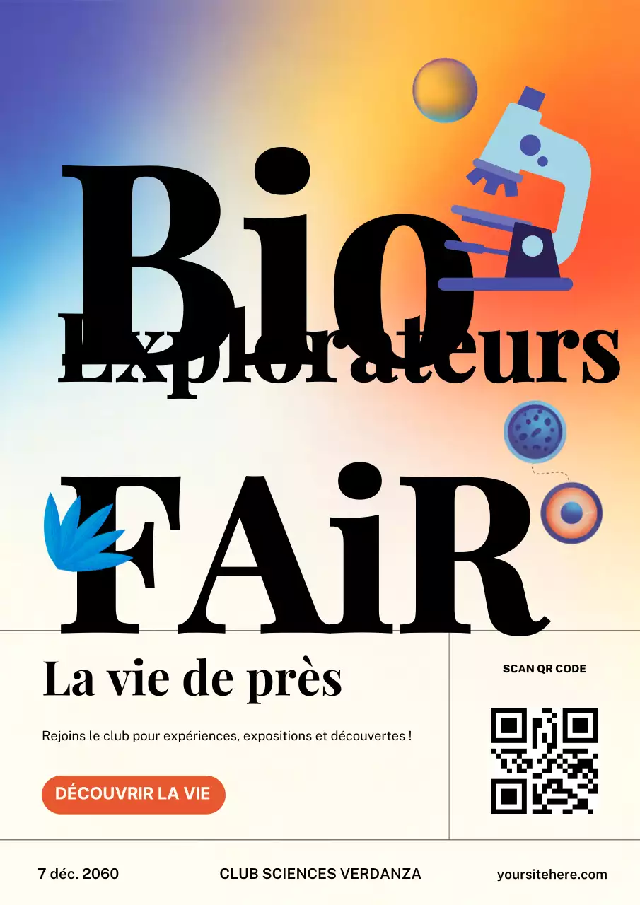 Affiche colorée d'un événement scientifique moderne