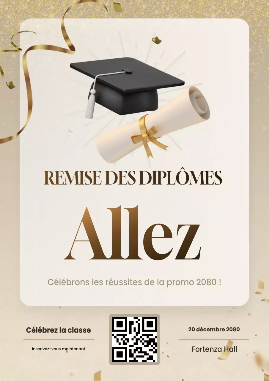 Affiche web beige pour le gala de remise des diplômes