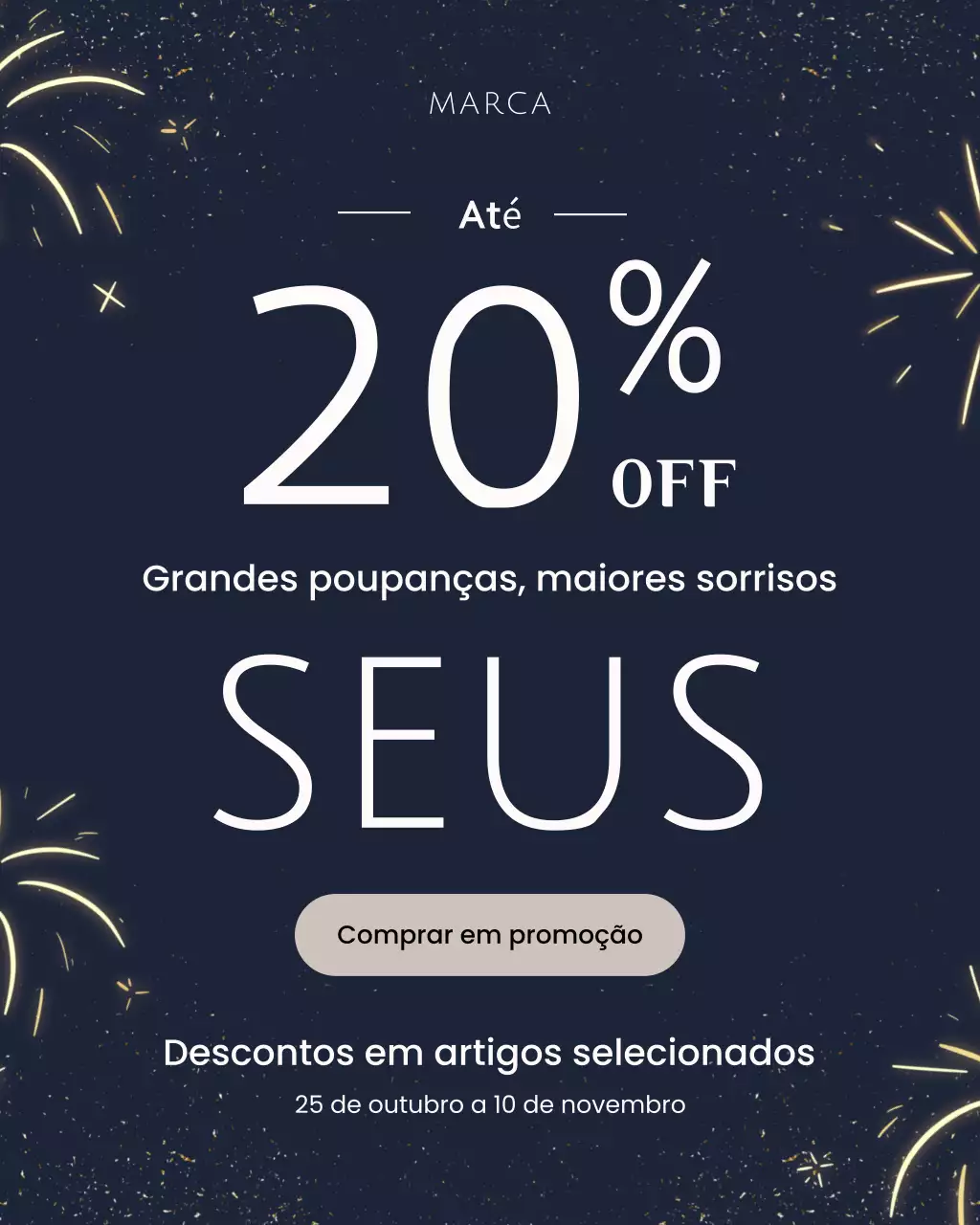 Retrato de Instagram para promoção de venda de estilo moderno da Marinha