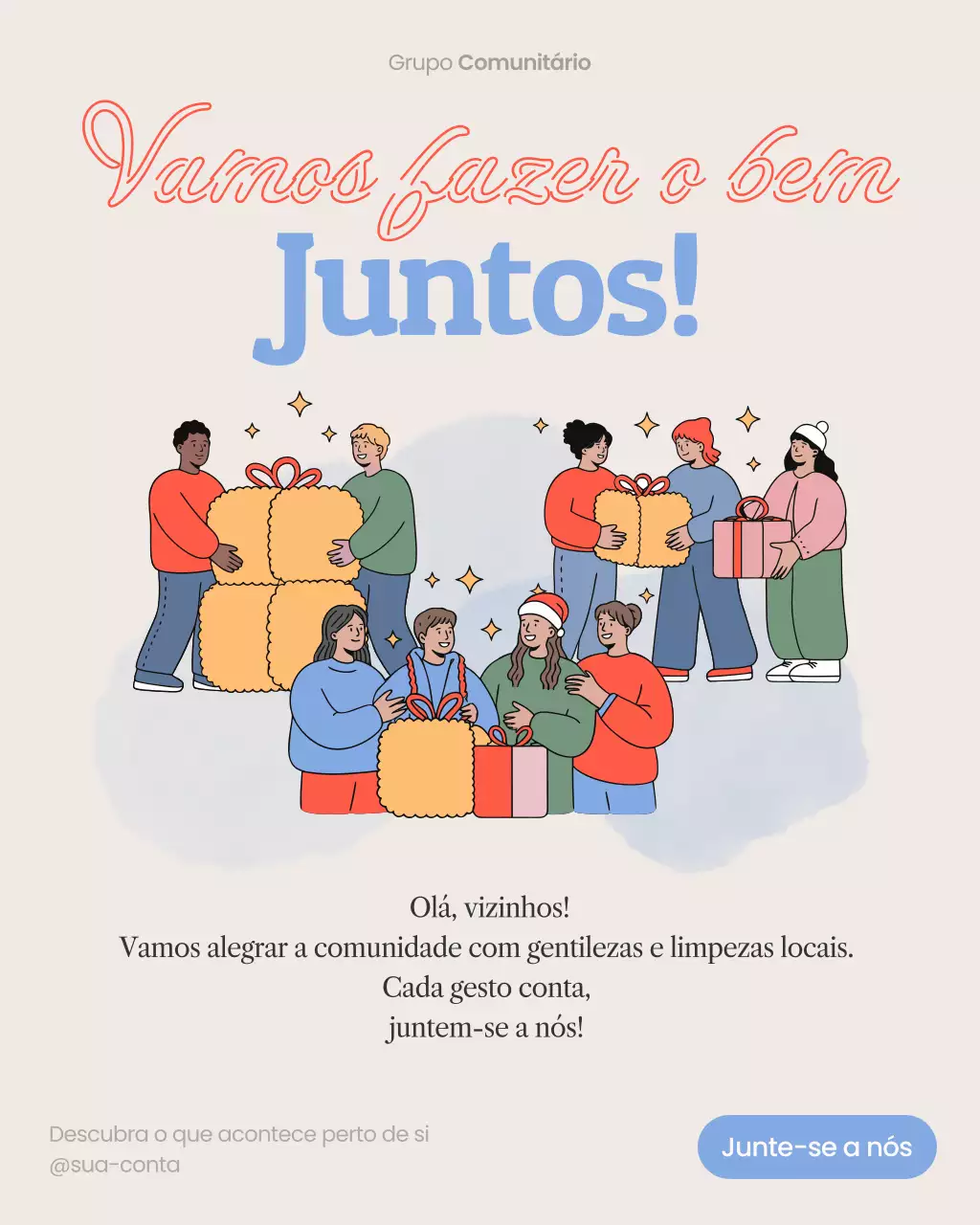 Postagem de convite para comunidade moderna bege no Instagram