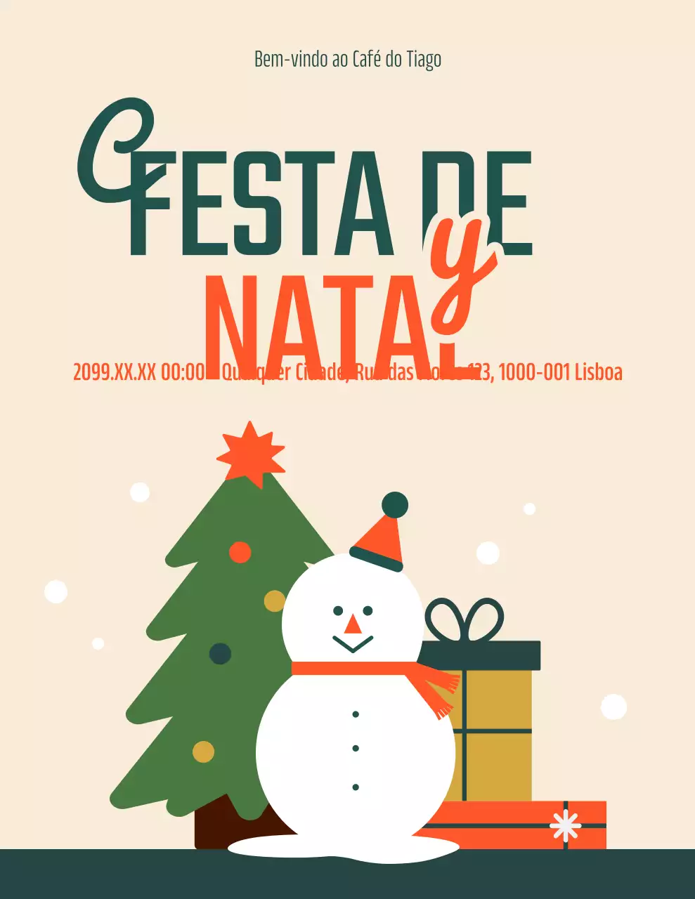 Convite de Natal retrô bege