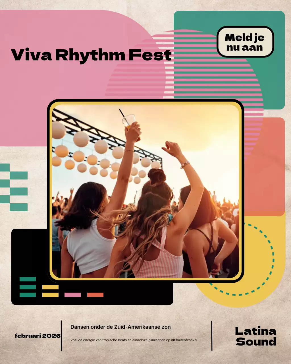 Kleurrijke Instagram-post voor retromuziekevenement