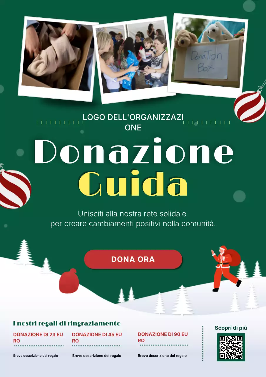 Manifesto promozionale per le donazioni festive verdi