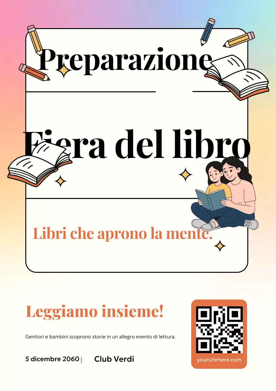 Manifesto dell'evento di lettura moderna arcobaleno