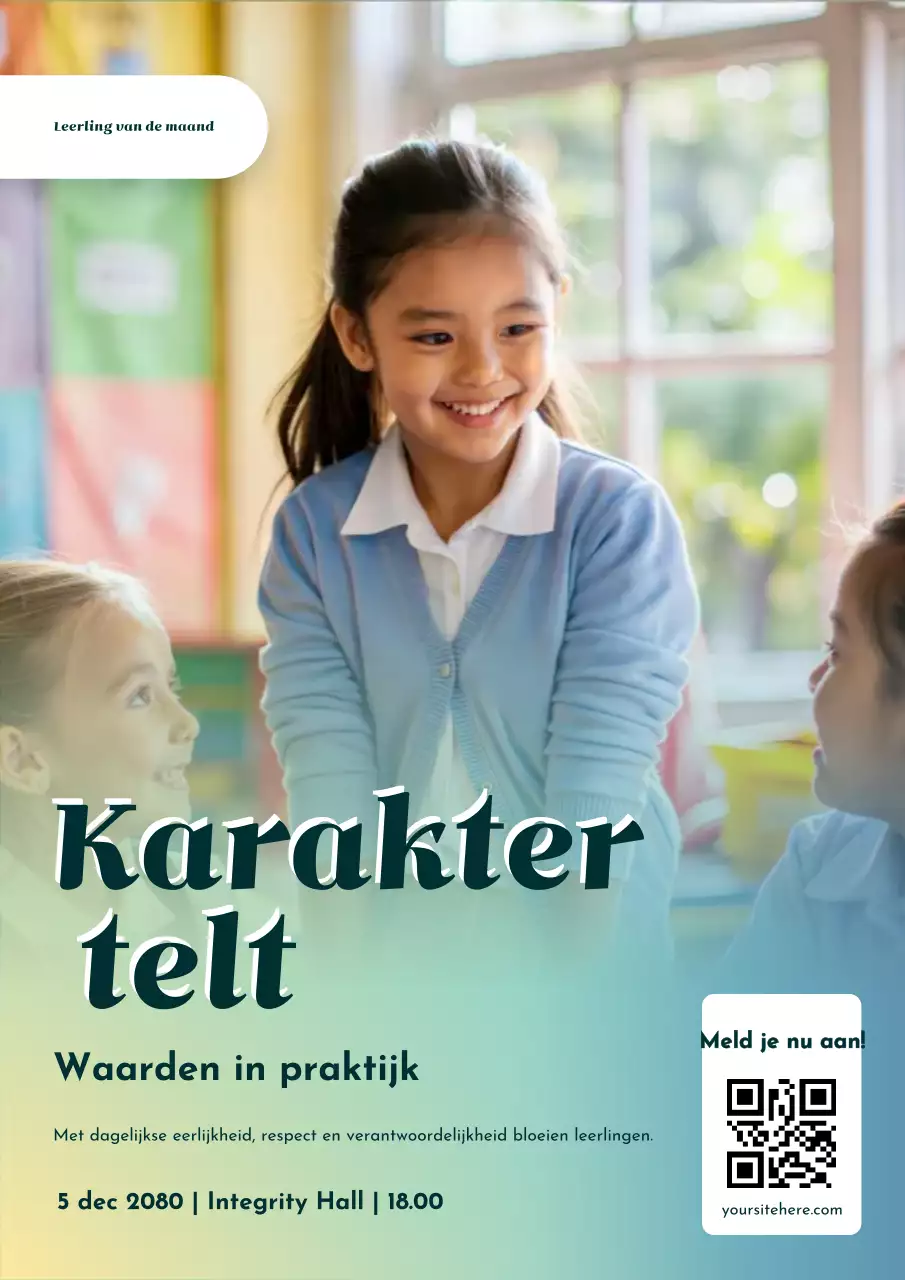 Webposter voor moderne karaktereducatie