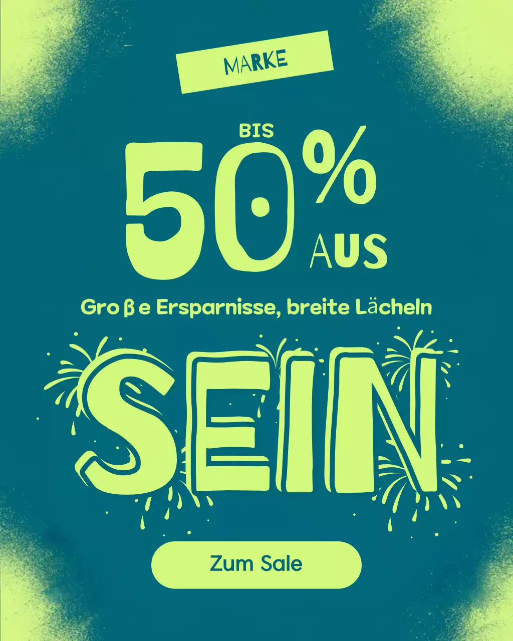 Neonfarbenes Instagram-Porträt für Verkaufsaktion