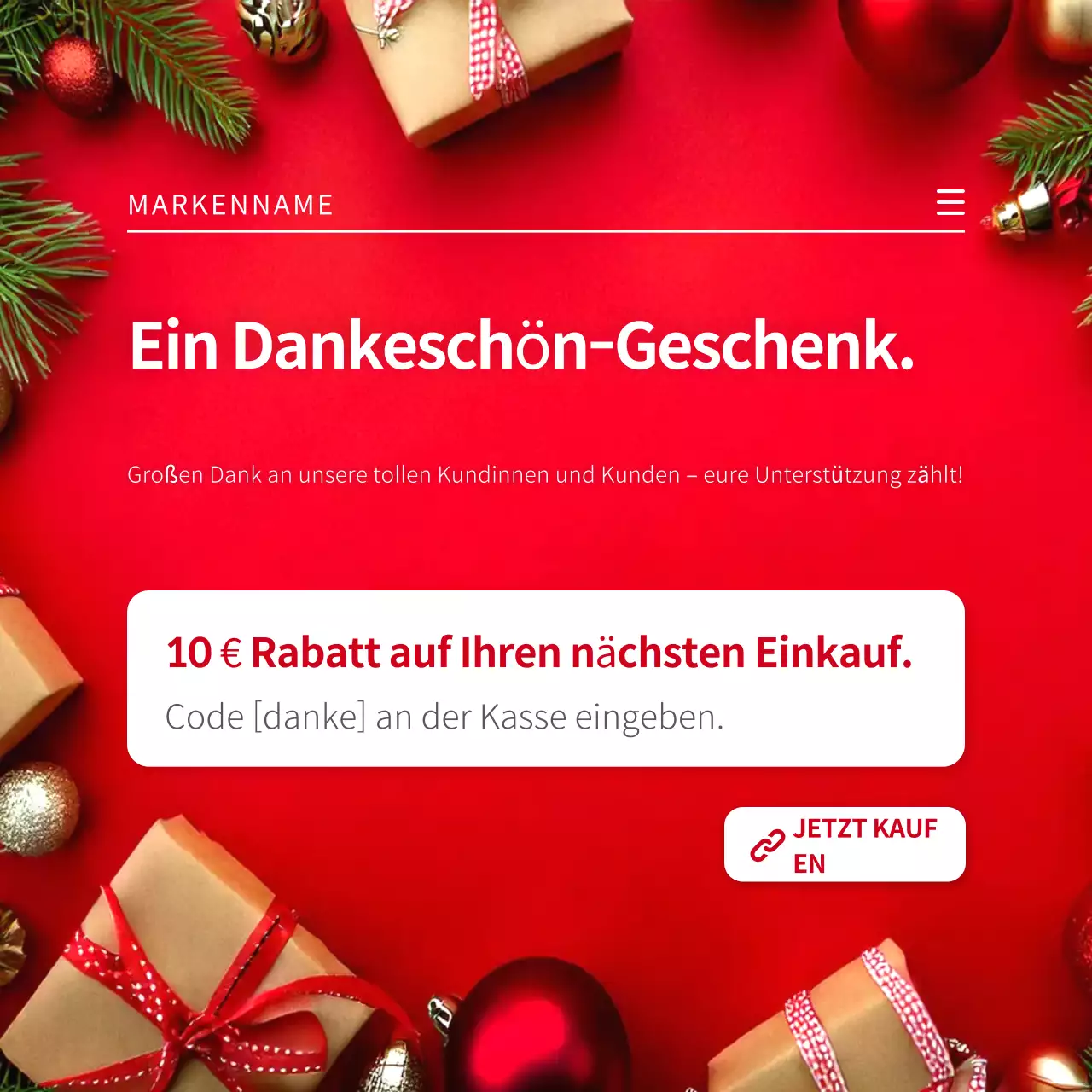 Moderne rote Festtagsgeschenkaktion für Social Media
