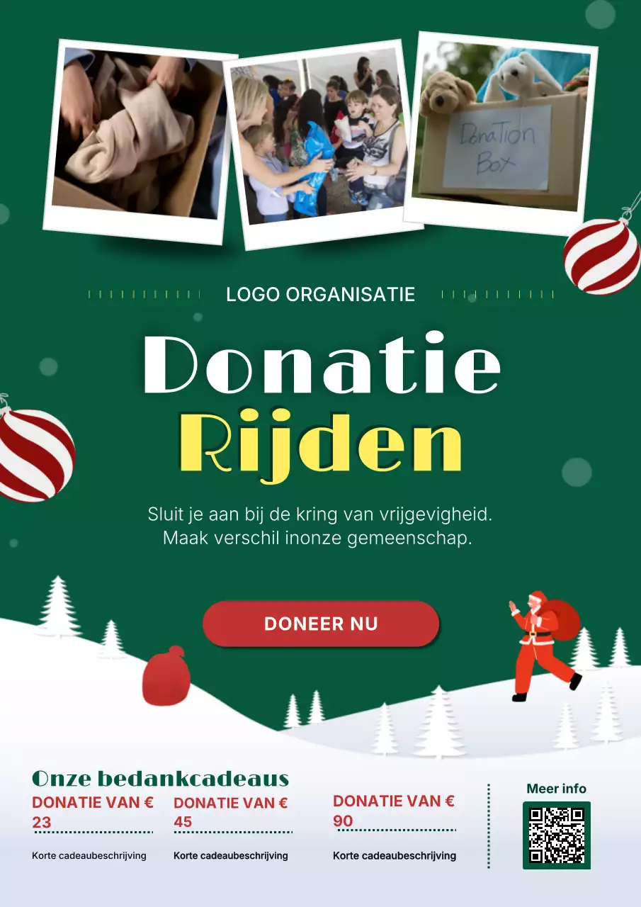 Groene feestelijke donatie promotieposter