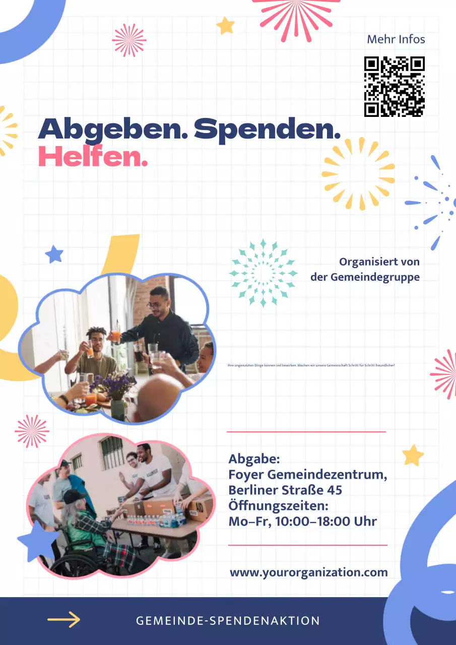 Blaues modernes Spendenplakat