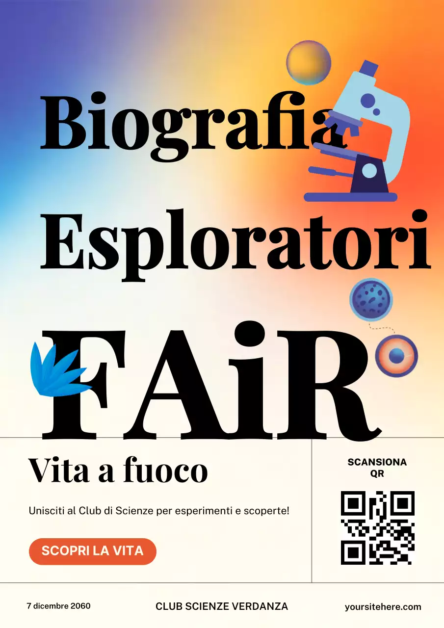 Manifesto colorato dell'evento scientifico moderno