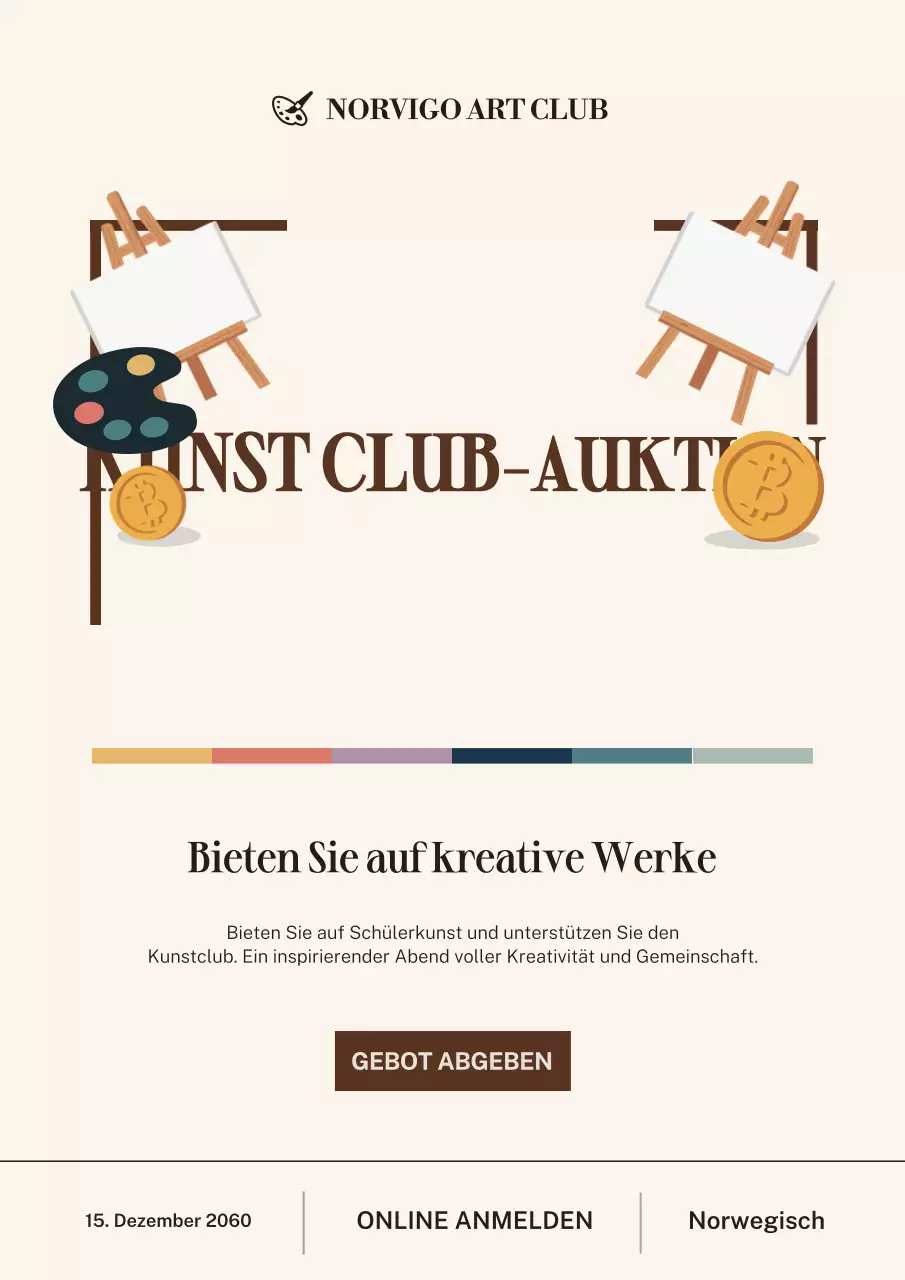 Beiges Werbeplakat für moderne Kunst