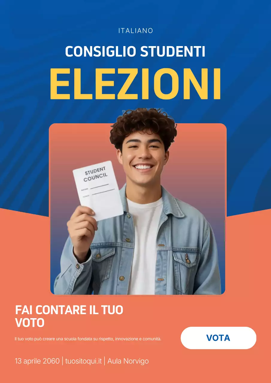 Manifesto elettorale studentesco moderno blu