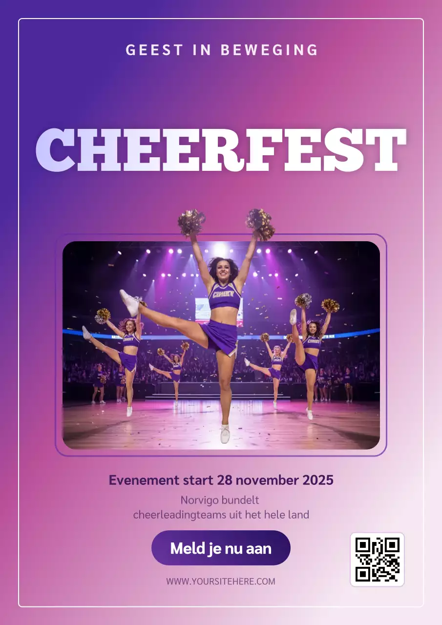 Paarse moderne cheerleading aankondigingsposter
