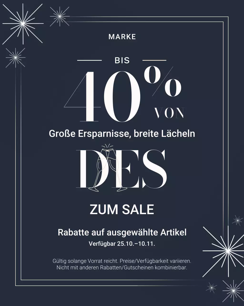 Elegante Marineblaue Verkaufsaktion Instagram-Porträt