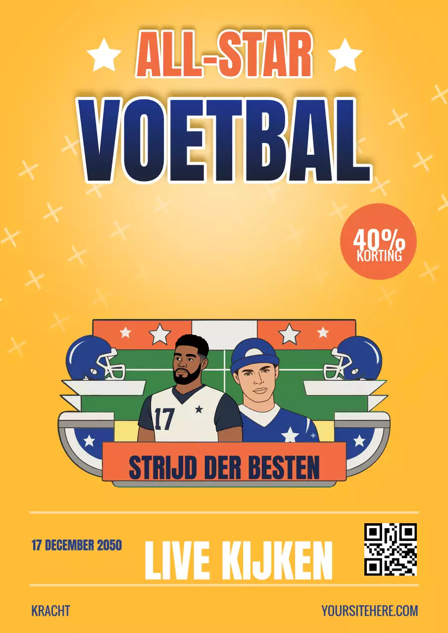 Beige Retro Voetbal Promotieposter