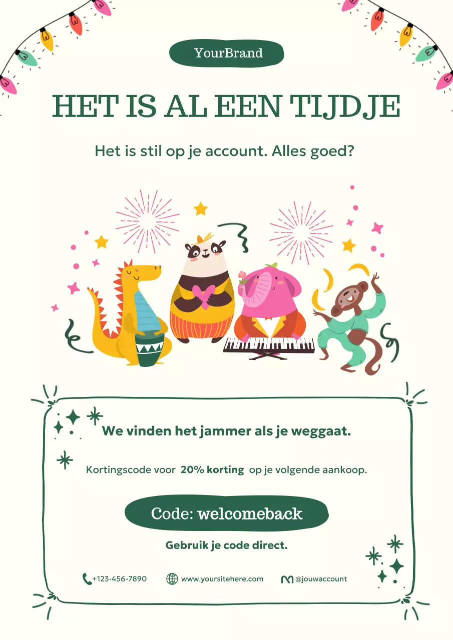 Kleurrijke speelse nieuwjaarspromotieposter