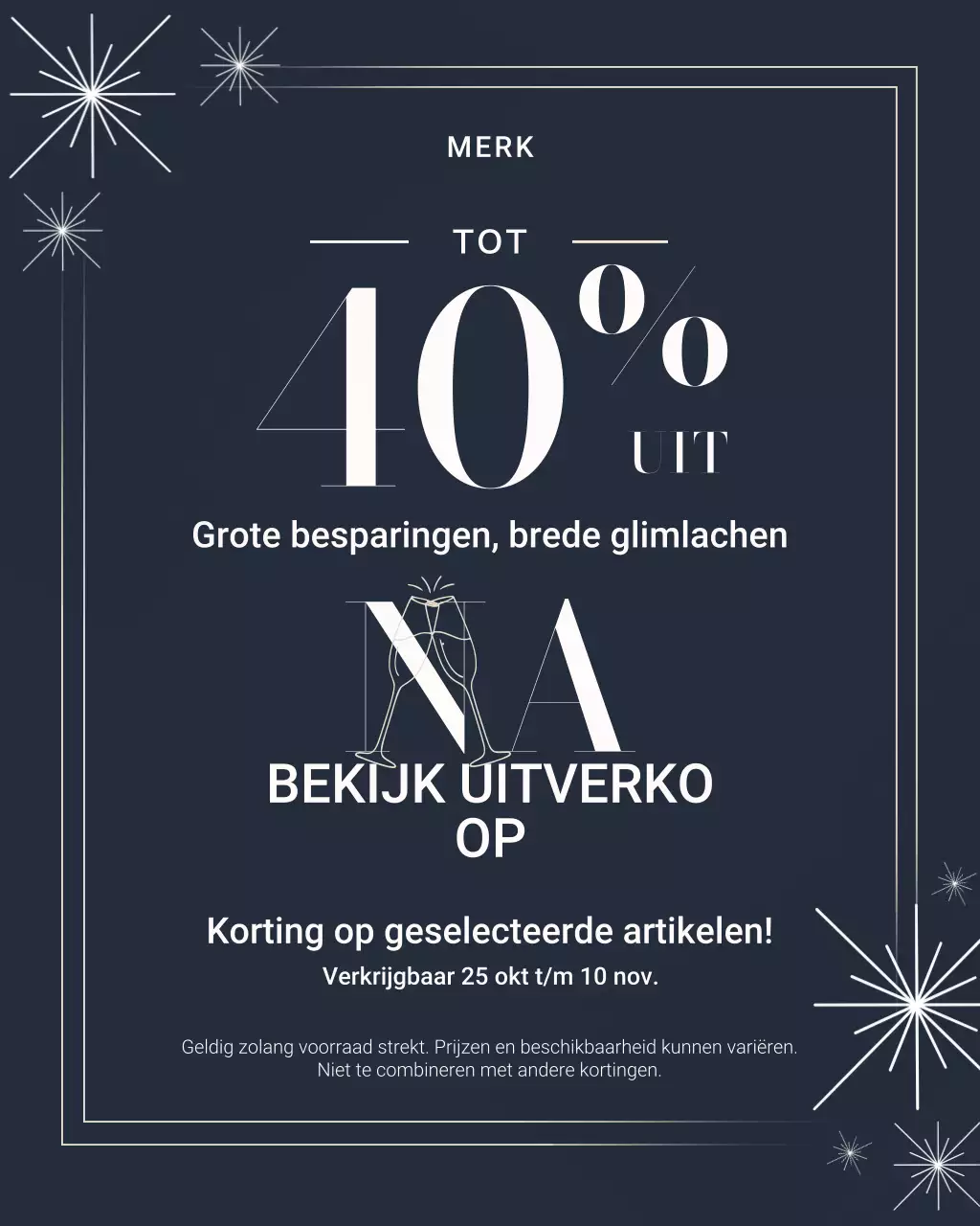 Marineblauwe elegante uitverkoopactie Instagram-portret