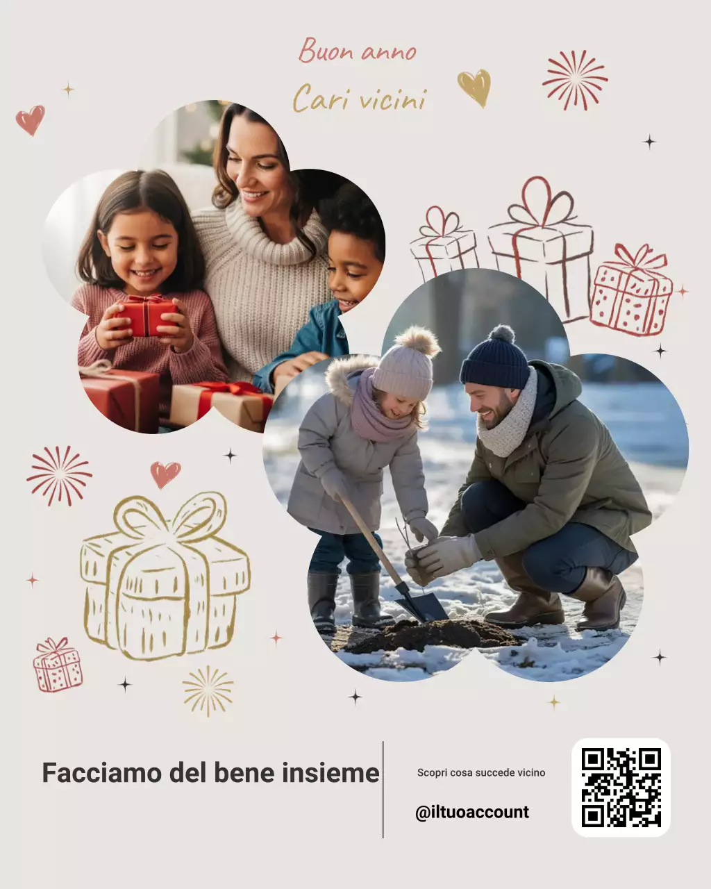 Post di Instagram sulla promozione della comunità moderna beige