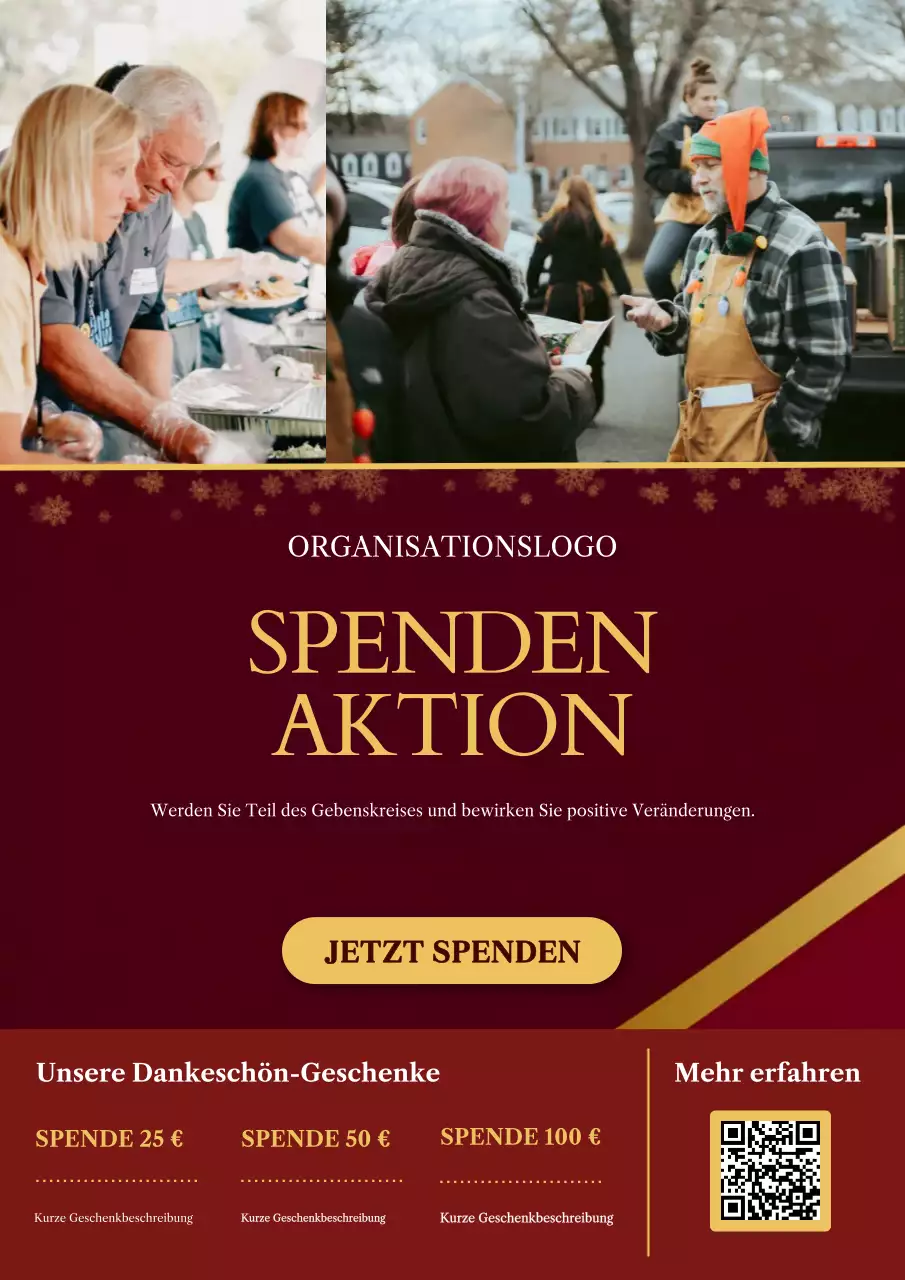 Elegantes Spendenplakat in Rot