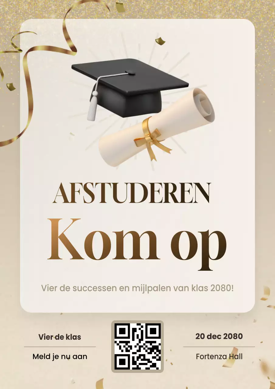 Beige afstudeergala webposter