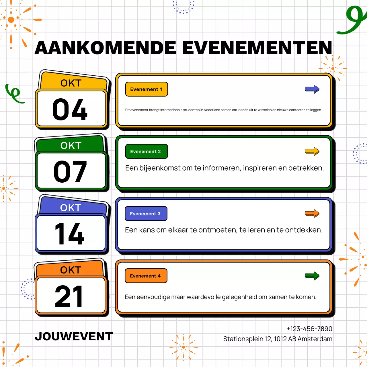 Instagram-bericht met het White Modern Nieuwjaarsevenementenschema