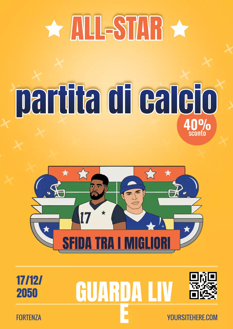 Poster promozionale retrò di calcio beige
