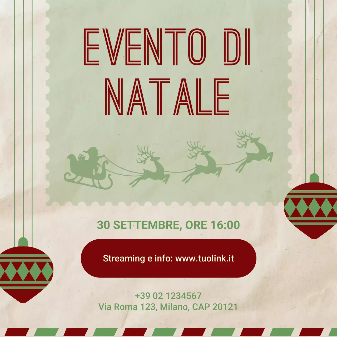 Pubblicità dell'evento natalizio vintage beige