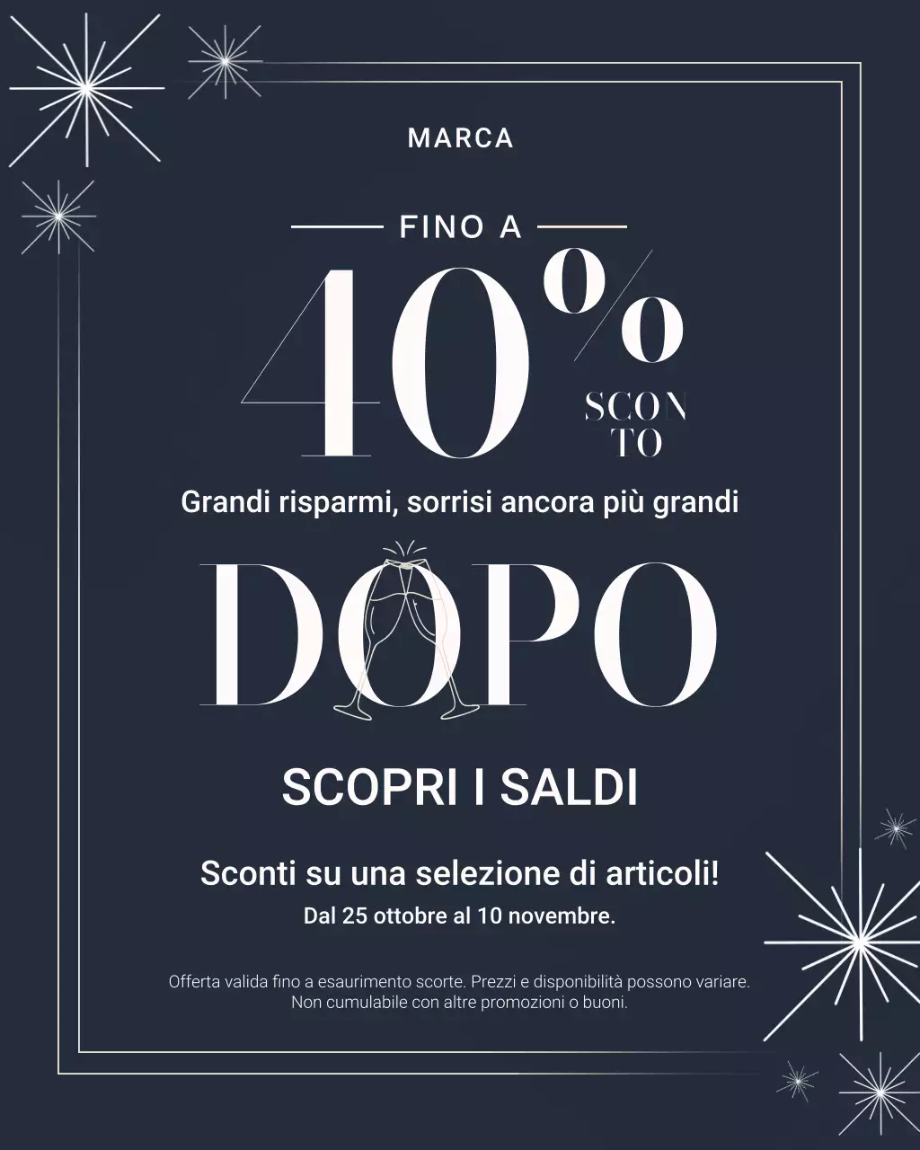 Ritratto Instagram promozionale di vendita elegante blu navy