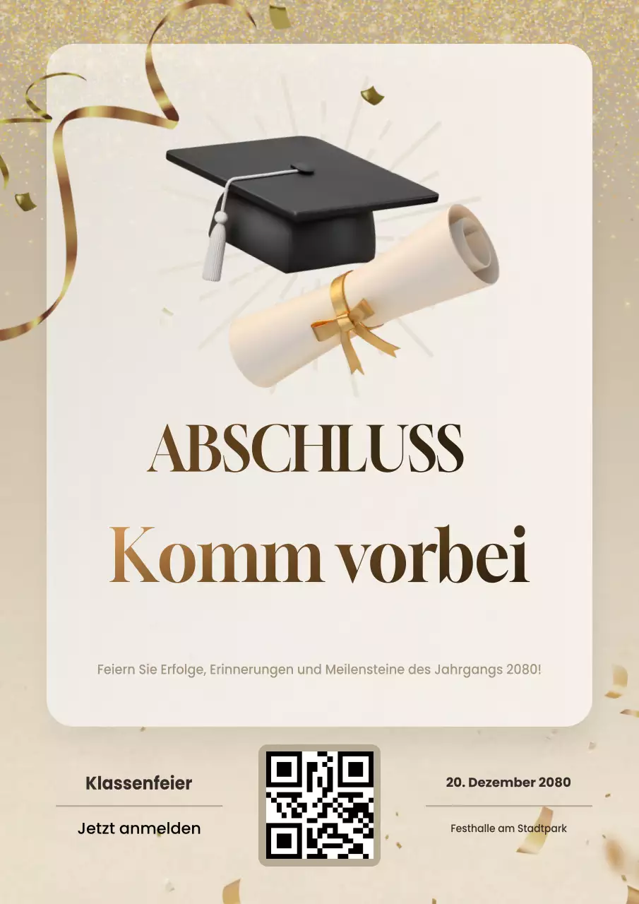 Beiges Webposter für die Abschlussfeier