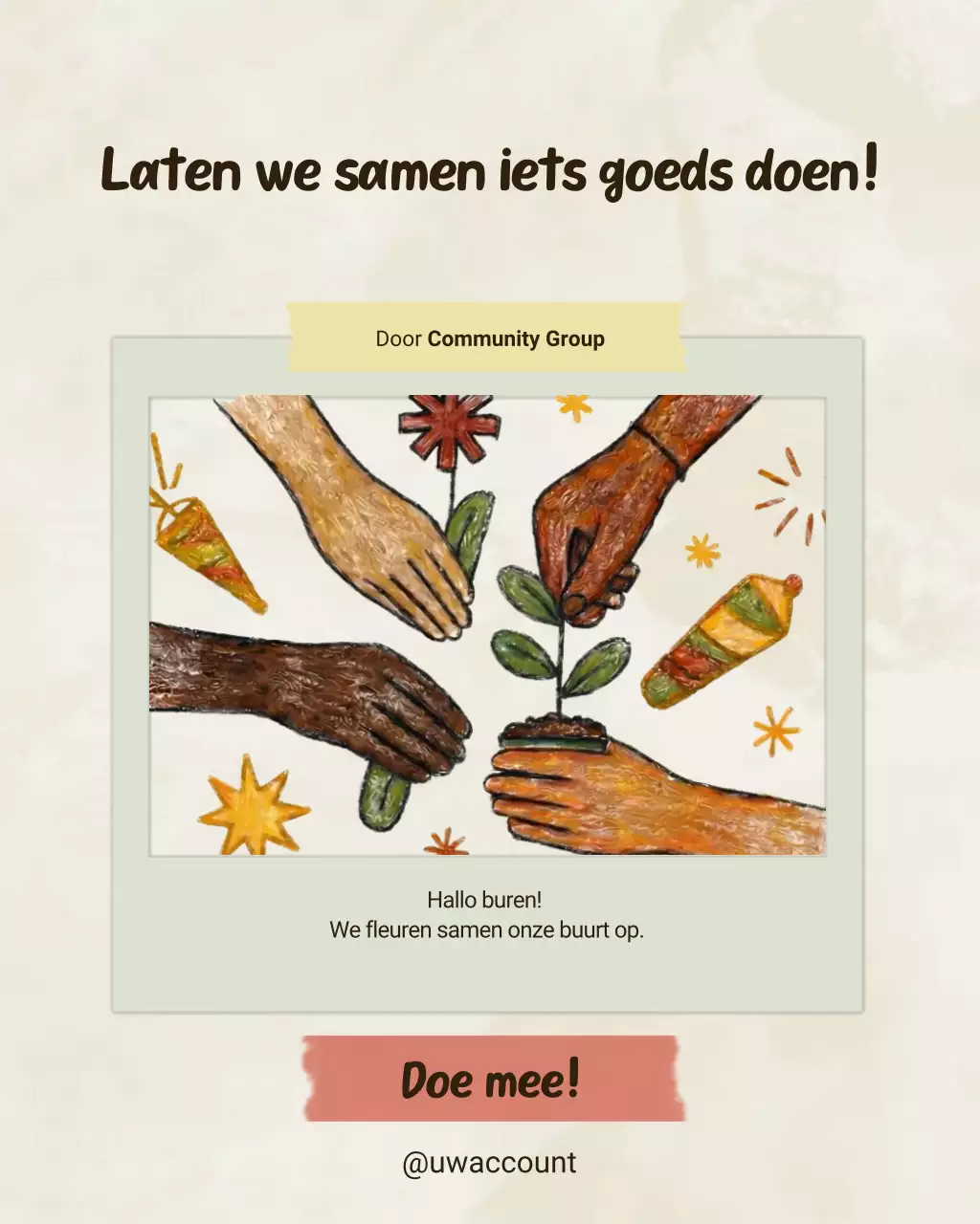 Beige rustieke community uitnodiging Instagram-post