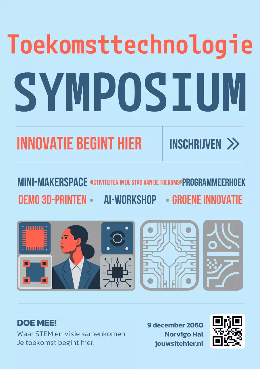 Blauwe poster van het Modern Tech Register