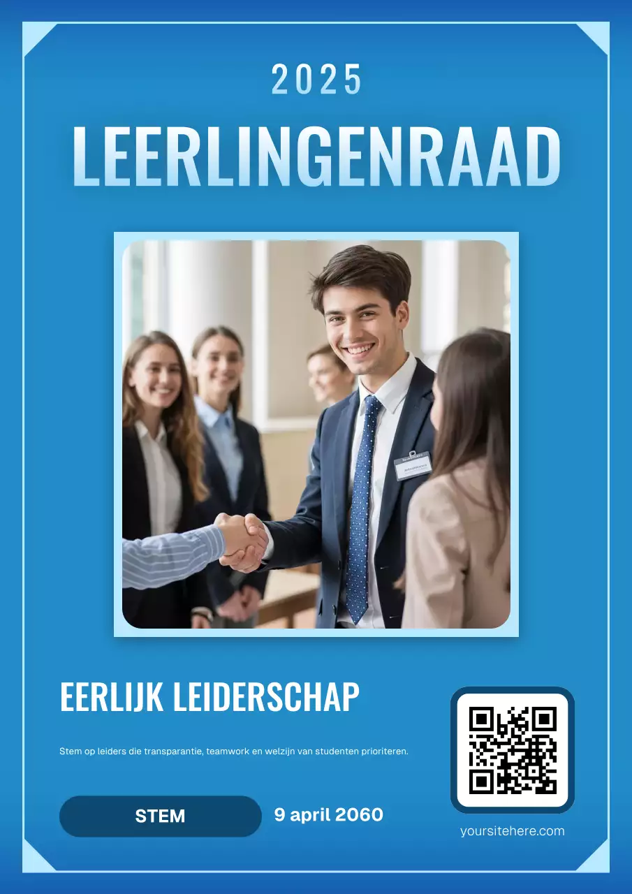 Blauwe poster voor moderne leiderschapspromotie