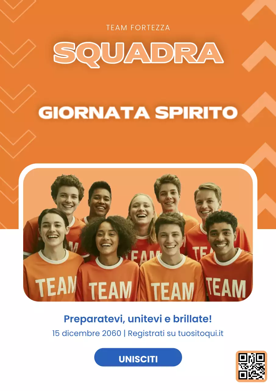 Poster di invito all'evento di squadra arancione audace