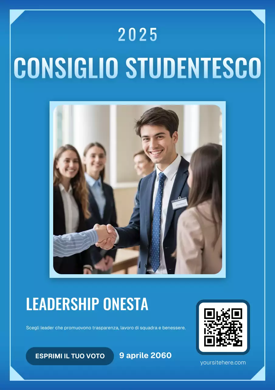 Poster promozionale della leadership moderna blu