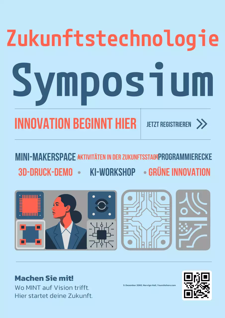 Poster „Blaues Modern Tech Register“