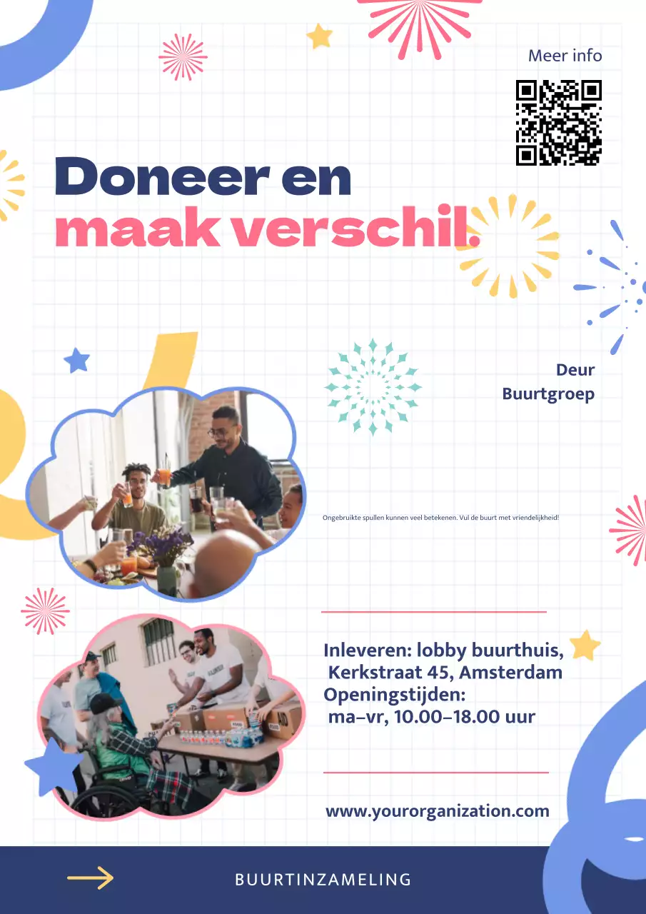 Blauwe moderne donatie promotieposter