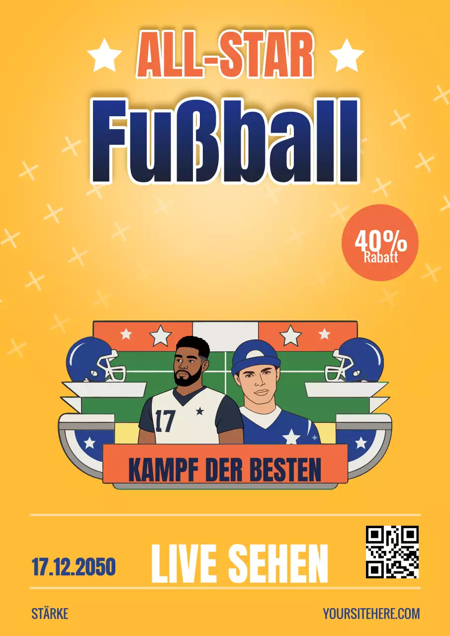Beiges Retro-Fußball-Werbeplakat
