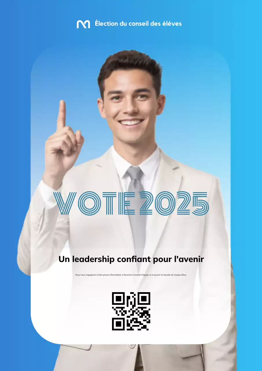 Affiche web moderne bleue pour les élections étudiantes