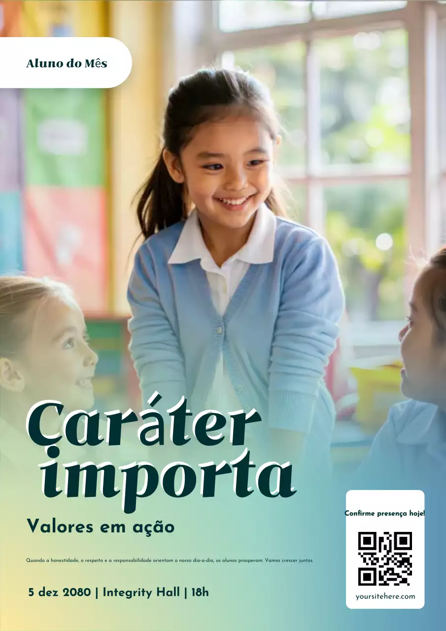 Pôster online sobre educação de caráter moderno