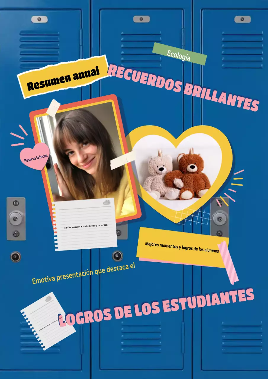 Póster de anuncio de recuerdos estudiantiles retro azules