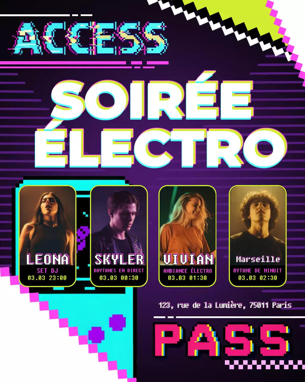 Invitation musicale rétro violette - Publication Instagram