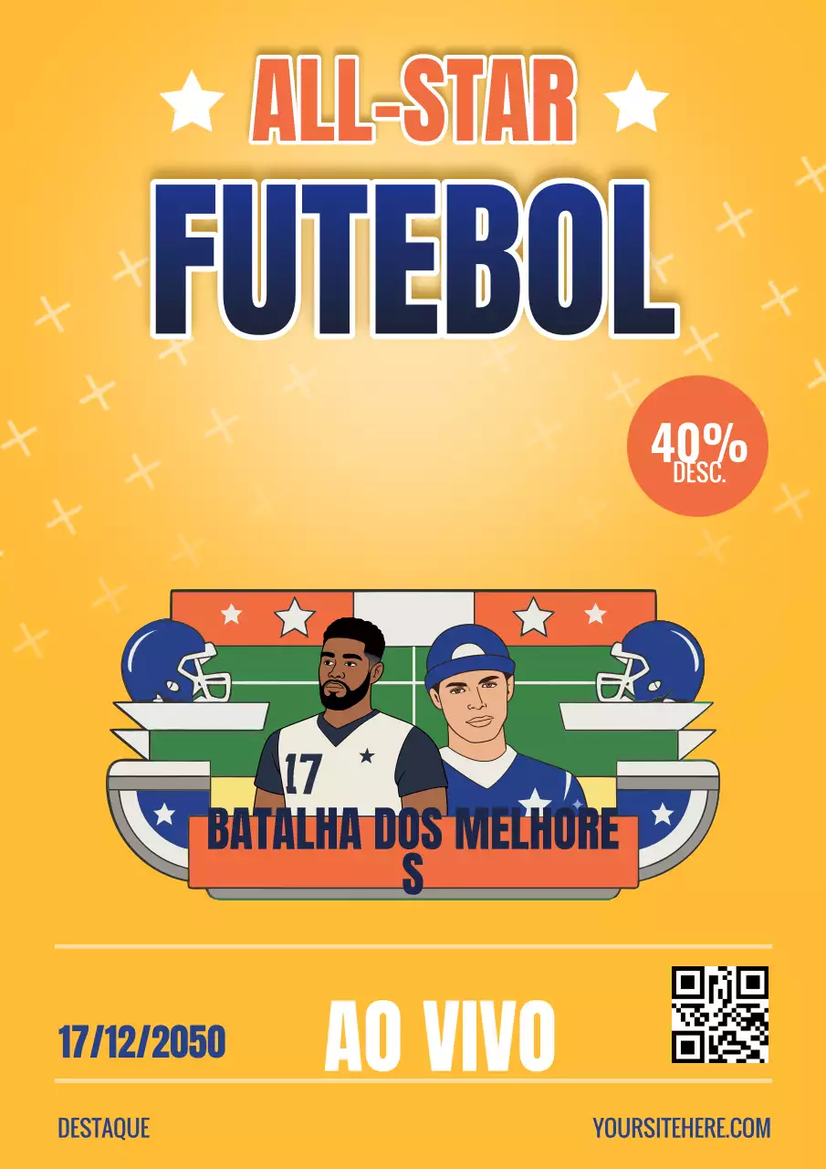 Pôster promocional de futebol retrô bege
